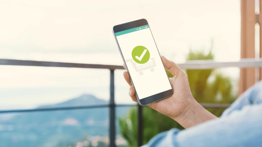 An image of a customer's online shopping cart showing an order confirmation