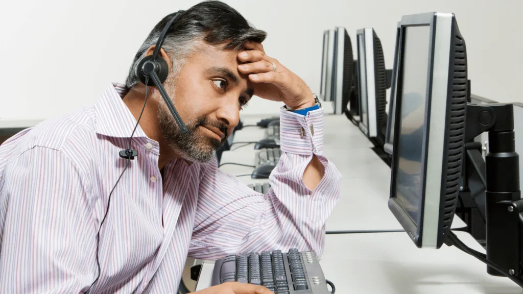 Customer frustrated during a conversation with a customer experience agent