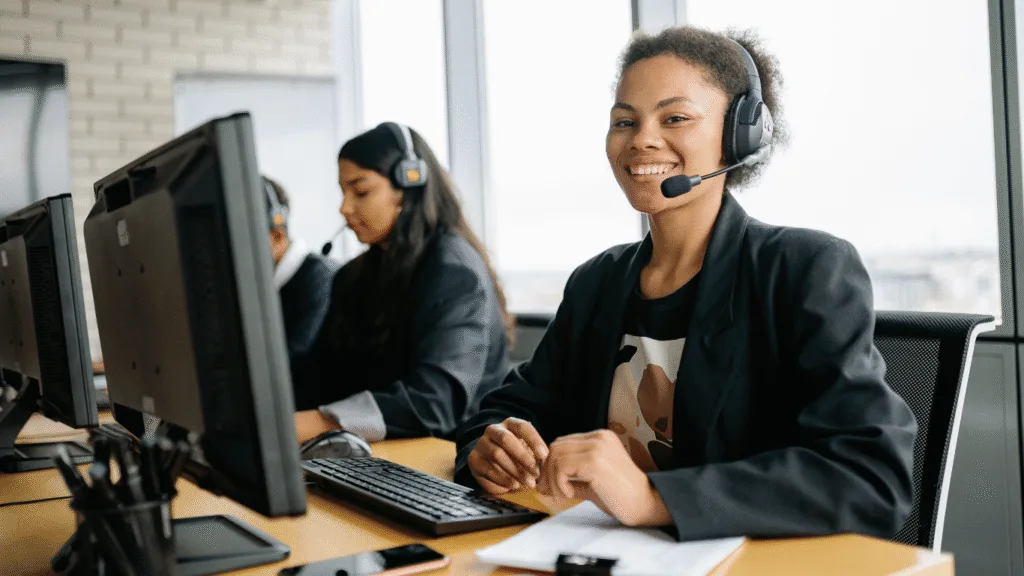 Agents using ticket management software to help with customer service