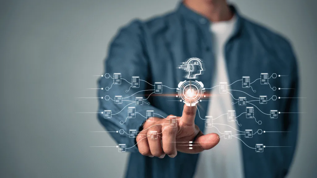 Illustration of hybrid system of using human and AI agents